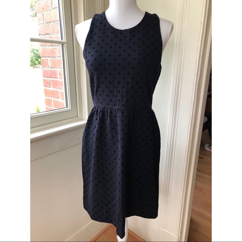 J. Crew Velvet Dot Ponte Dress Black Small